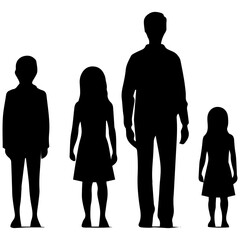 Vector illustration silhouettes of family on a white background