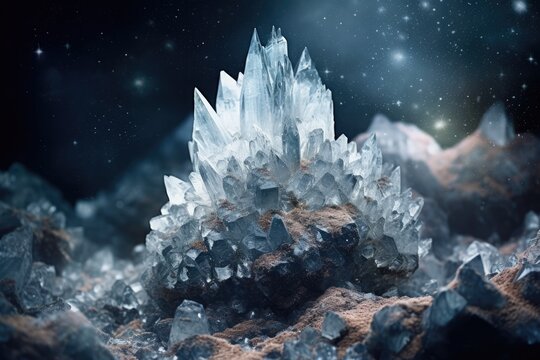 Crystalline formations patterns and delicate structures. Generative AI