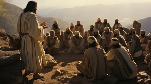 savior Jesus offering his teachings to his disciples