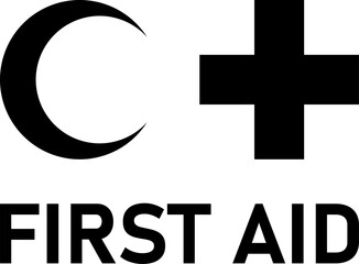 Obraz premium Red First Aid Kit Sign including Crescent or Half Moon and Cross Icon. Vector Image.