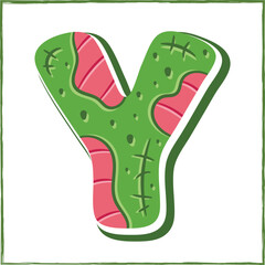 Halloween English Alphabet letter Y Zombie theme drawing