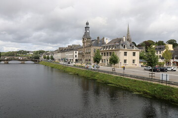 Vue d'ensemble du village, village de Chateaulin, département du Finistère, Bretagne, France