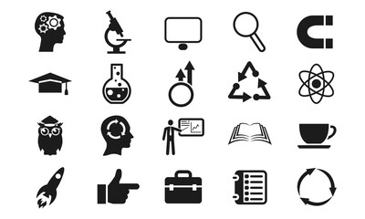 set icon education. solid glyph style icon