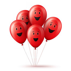 red balloons smiling isolated on white background Generative AI