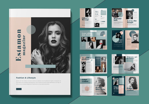 InDesign Modern Magazine Template With 20 Pages Multicolored Accents