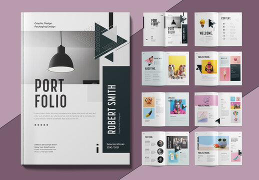 InDesign Portfolio Brochure Template With 16 Pages Minimal Layout