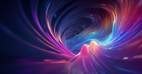 Fototapeta premium Material closeup of vibrant fractals, emphasis on neon rainbows