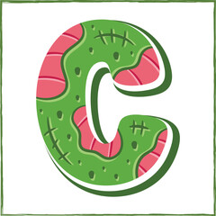 Halloween English Alphabet letter C Zombie theme drawing