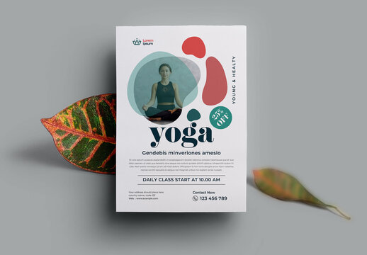 Yoga Flyer Template With Multicolored Accents