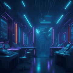 A futuristic science laboratory, filled with advanced technology and glowing neon lights.