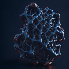 A vibrant 3d illustration of a complex molecule model, set against a science-inspired background.