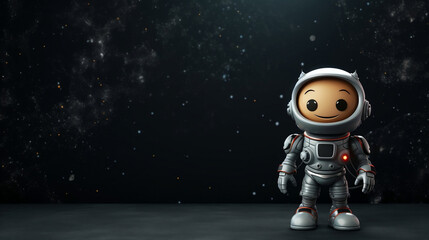 Fototapeta na wymiar Astronaut character with blackboard, chalkboard isolated background with copy space, 3D rendering