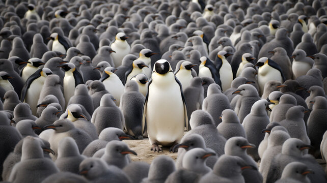 Group of white penguins