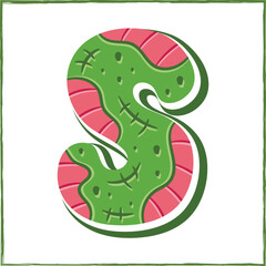 Halloween English Alphabet letter S Zombie theme drawing
