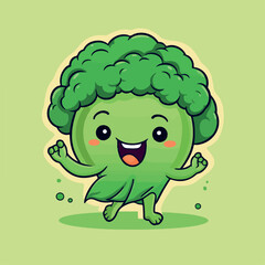 Brocolli in cartoon, doodle style. 2d vector illustration in logo, icon style. Black and white AI Generative