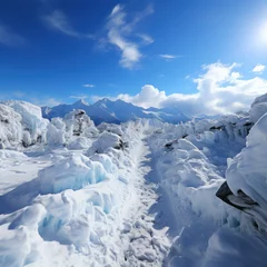  A snowy blue sky icy white clouds glaciers snowflake  © Sekai