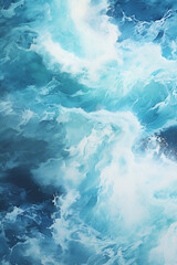Blue sea water with waves and foam. Natural background.