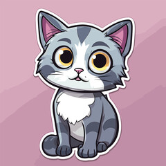 Fototapeta na wymiar cute cat illustration sticker, print ready artwork of a cute cat