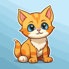 Fototapeta na wymiar cute cat illustration sticker, print ready artwork of a cute cat