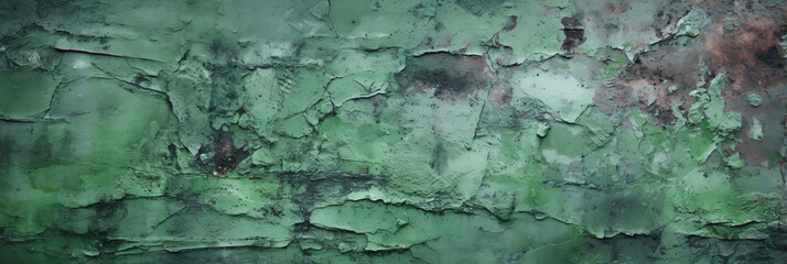 background in shabby chic distressed and grunge green color with rough surface old concrete wall