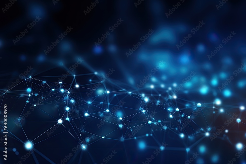Poster abstract blue technology background with connection lines and dots. 3d rendering, abstract digital n