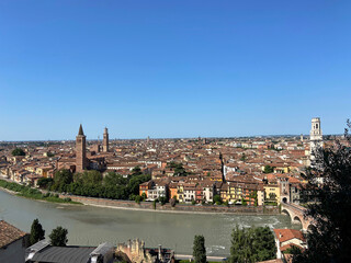 Panorama view of Verona and the river Adige, a city in Italy