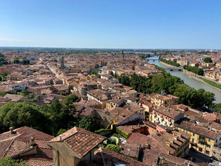 Panorama view of Verona, a city in Italy on a sunny day