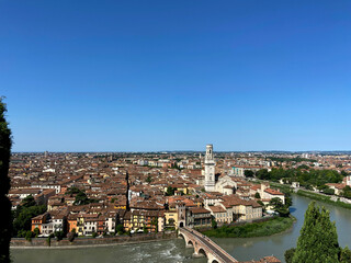 view of Verona, a city in Italy on a beautiful day
