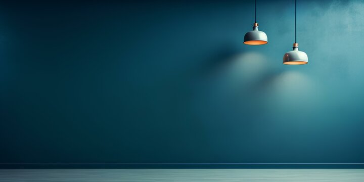 Minimalistic abstract background for product presentation. Light on a dark blue wall and floor. generative AI