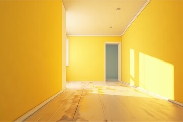 Painting empty room wall in yellow.