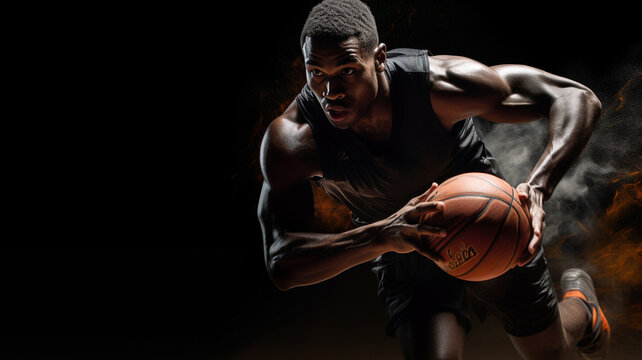 Basketball players in compeiition sports match on basketball court, NBA athletes