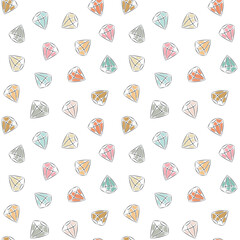 Cute nursery wall art. Lovely colored diamonds repeat on a white background seamless pattern. Vector Illustrations.