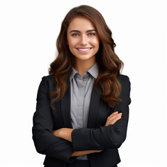 Obraz premium Smiling young woman isolated on white background