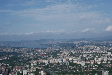 Arial View of Istanbul Asian Side Urban building blocks