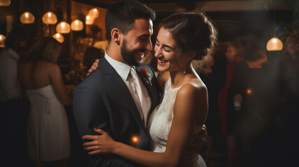 Bride and groom, handsome couple at wedding day, celebrating marriage, love and commitment, professional photogshoot