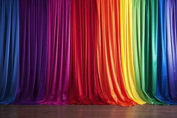 A rainbow-colored curtain