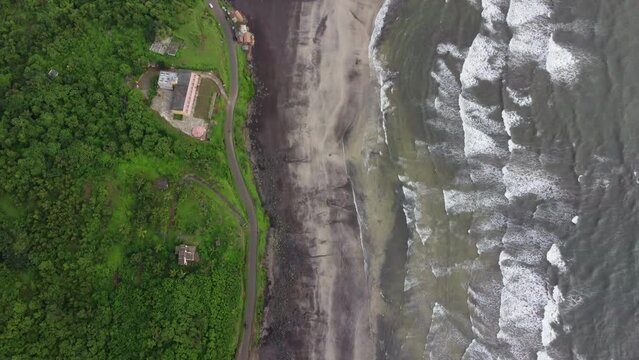 Dapoli Beach top down drone shot