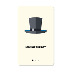 Top hat flat icon. History, costume, style isolated vector sign. Headdress and entertainment concept. Vector illustration symbol elements for web design and apps