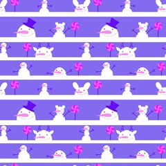 Christmas snowman seamless winter pattern for wrapping paper and fabrics and kids clothes print