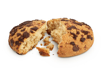 oatmeal chocolate chip cookie isolated on white background