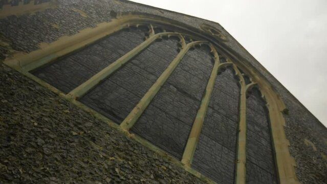 Ornate Stained Glass Window Church Cathedral Castle Look Up Cloudy Summer Sky