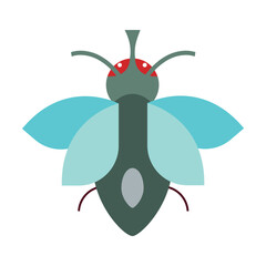 Gray fat fly. Cute wild animal cartoon illustration. Insects concept. Colored flat vector isolated on white background