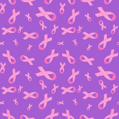 Breast cancer month seamless pink ribbon day mammogram pattern for wrapping paper and media accessories