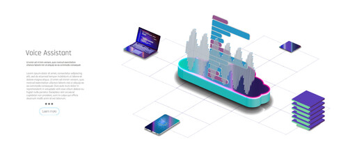 AI artificial intelligence robot support.Voice assistant concept. Vector sound wave. Voice and sound recognition equalizer wave flow background. Voice assistant modern concept.