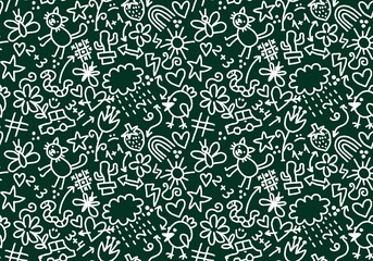 School blackboard doodle seamless scribble chalk pattern for fabrics and textiles and wrapping paper and kids clothes
