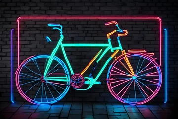 Keuken spatwand met foto  bicycle wall art, bike bicycle neon sign, bicycle wall decor © Fahad