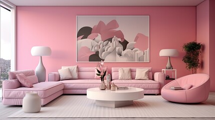 modern pink home interior design living room den