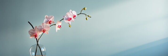 beautiful pink and white orchids on plain background with copy space © Brian