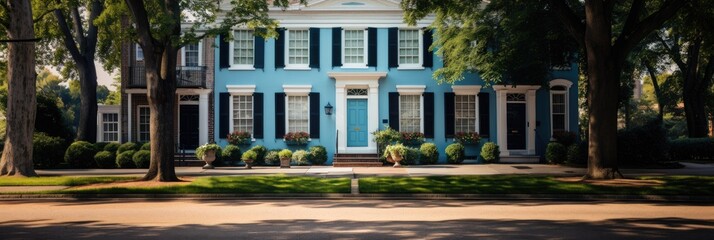 Naklejka premium american colonial architecture style exterior photorealistic image made by generative AI