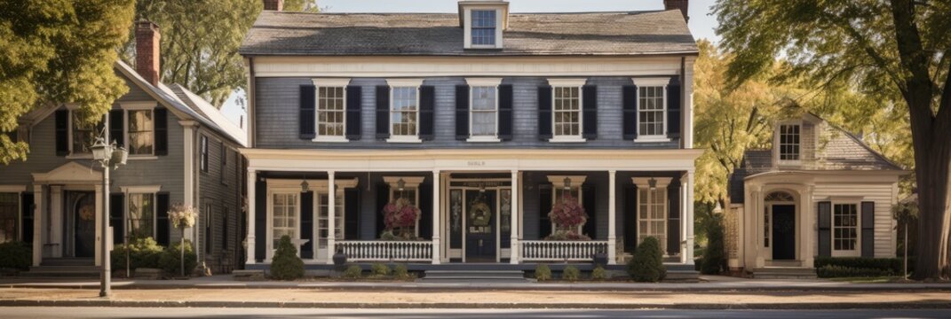 colonial architecture style exterior photorealistic image made by generative AI